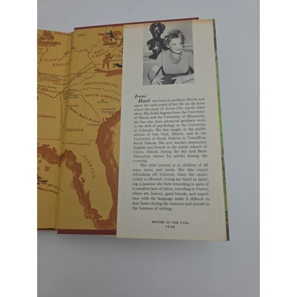 Vintage 1964 Across Five Aprils - Irene Hunt- Book Club Edition HC Dust Jacket